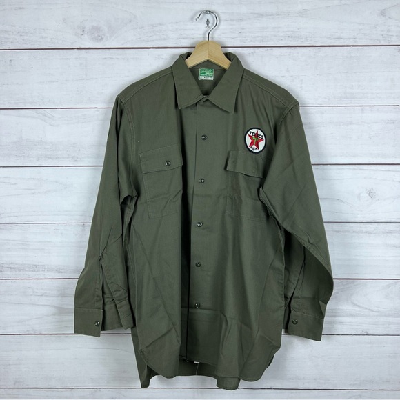 Vintage 50s 60s Texaco Station Attendant Uniform Button Shirt XL - Picture 1 of 5